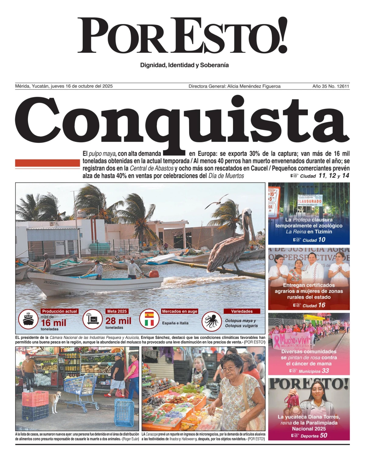 Portada de Por Esto (merida, Yucatan) del jueves, 16 de octubre de 2025