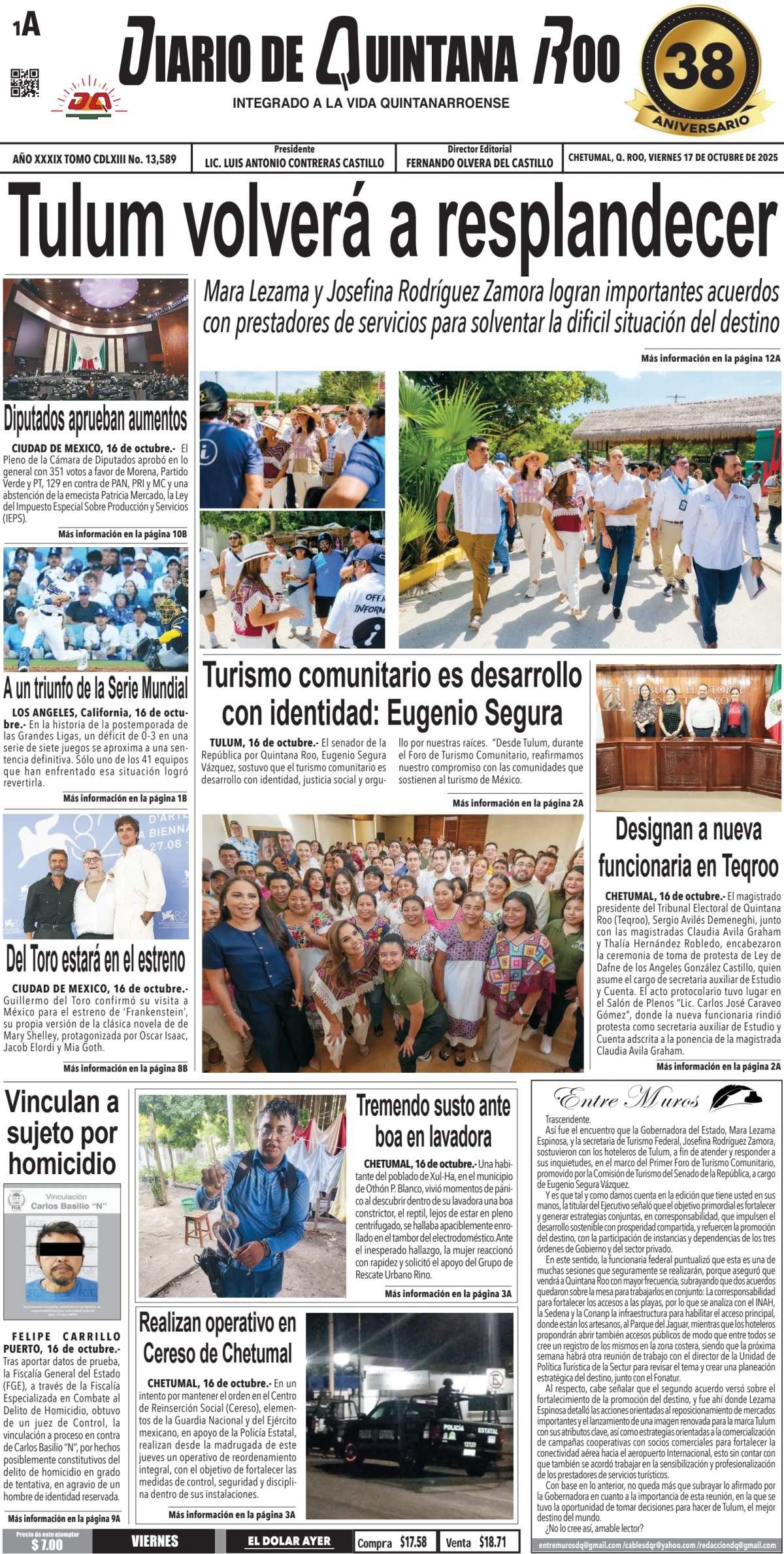 Portada de Diario de Quintana Roo (portada)