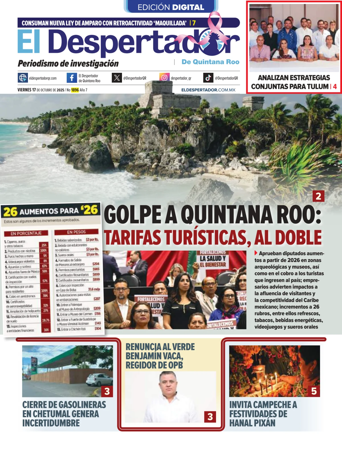 Portada de El Despertador de Quintana Roo
