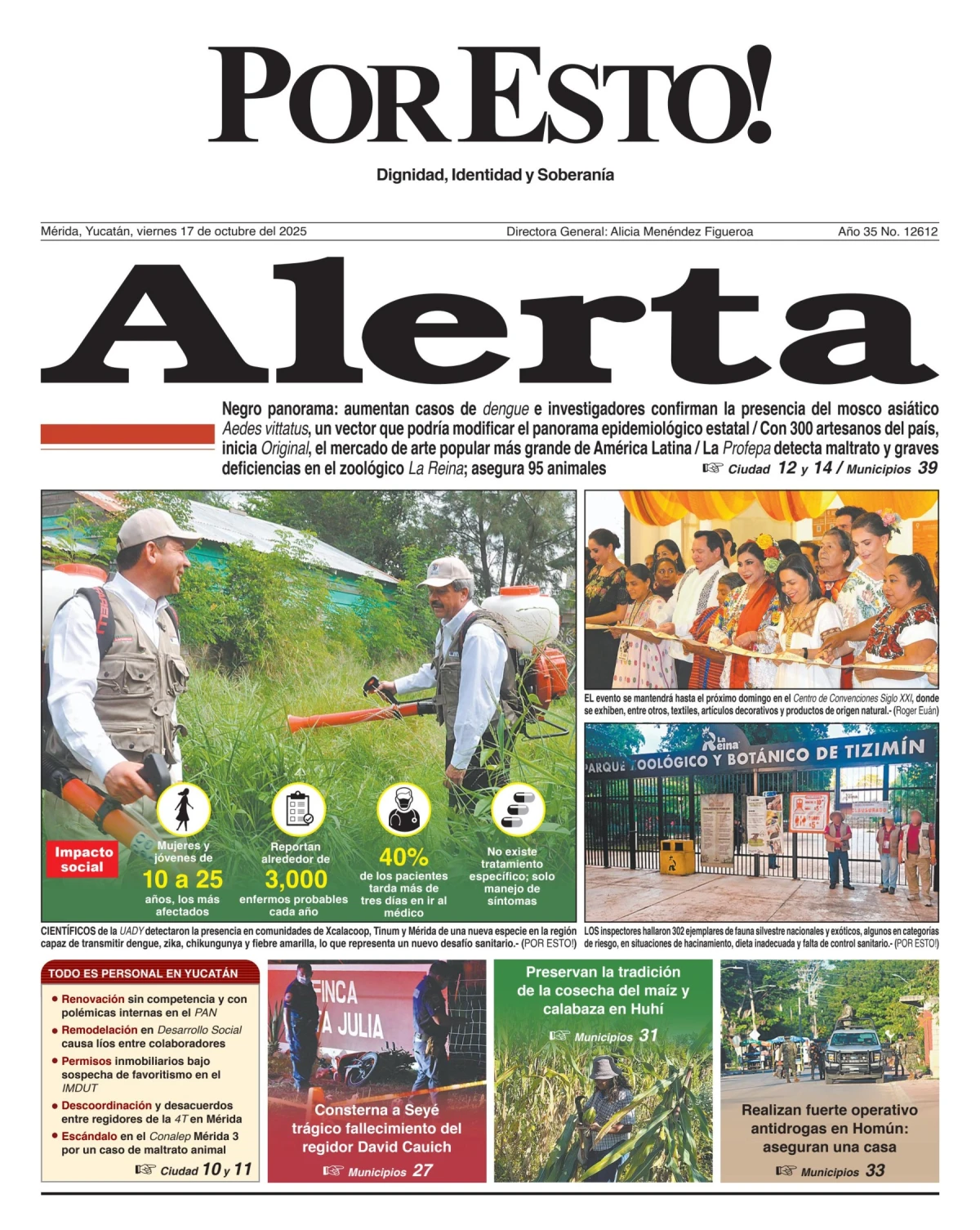 Portada de Por Esto (merida, Yucatan) del viernes, 17 de octubre de 2025