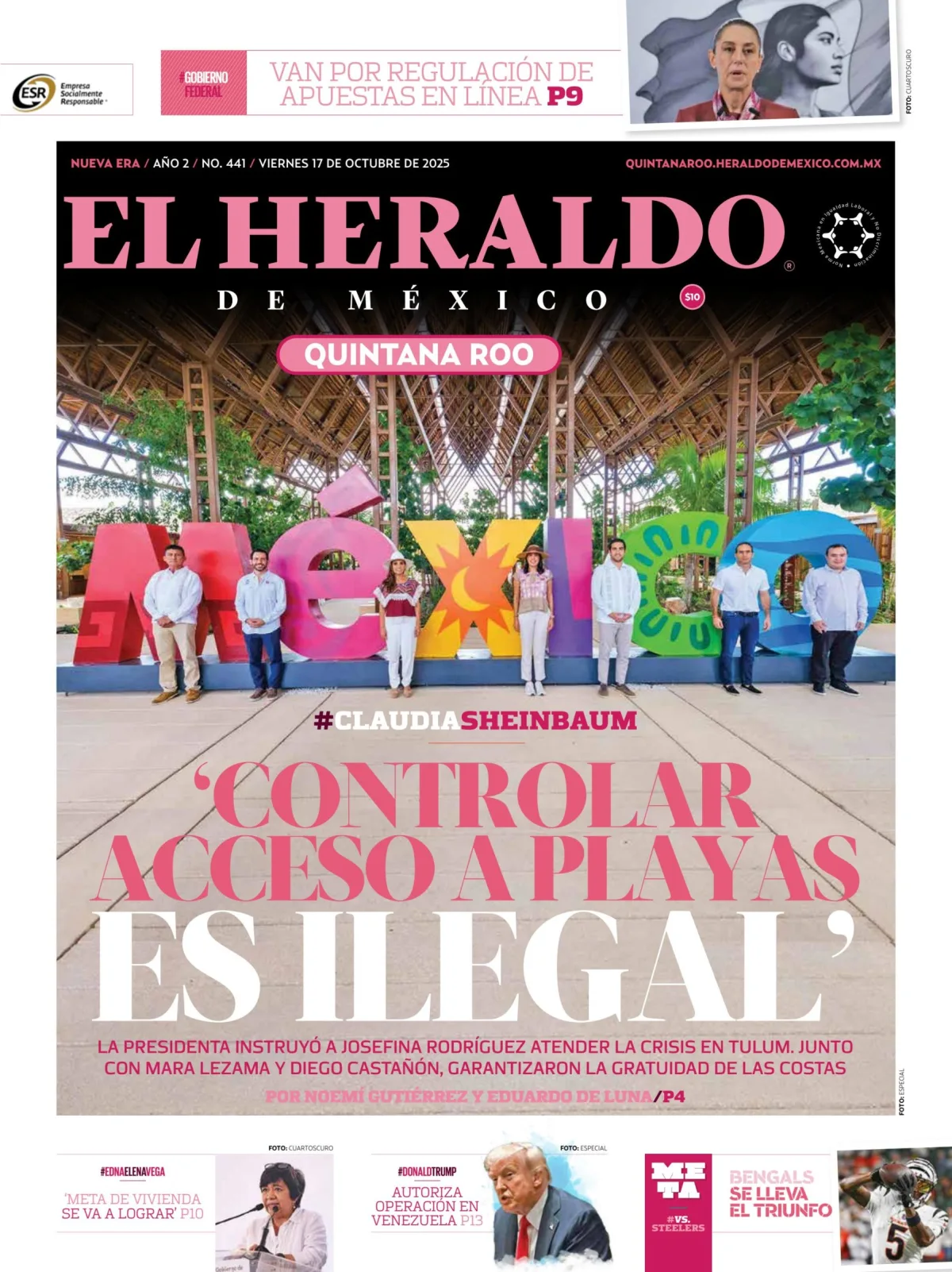 Portada de El Heraldo de Mexico - Quintana Roo