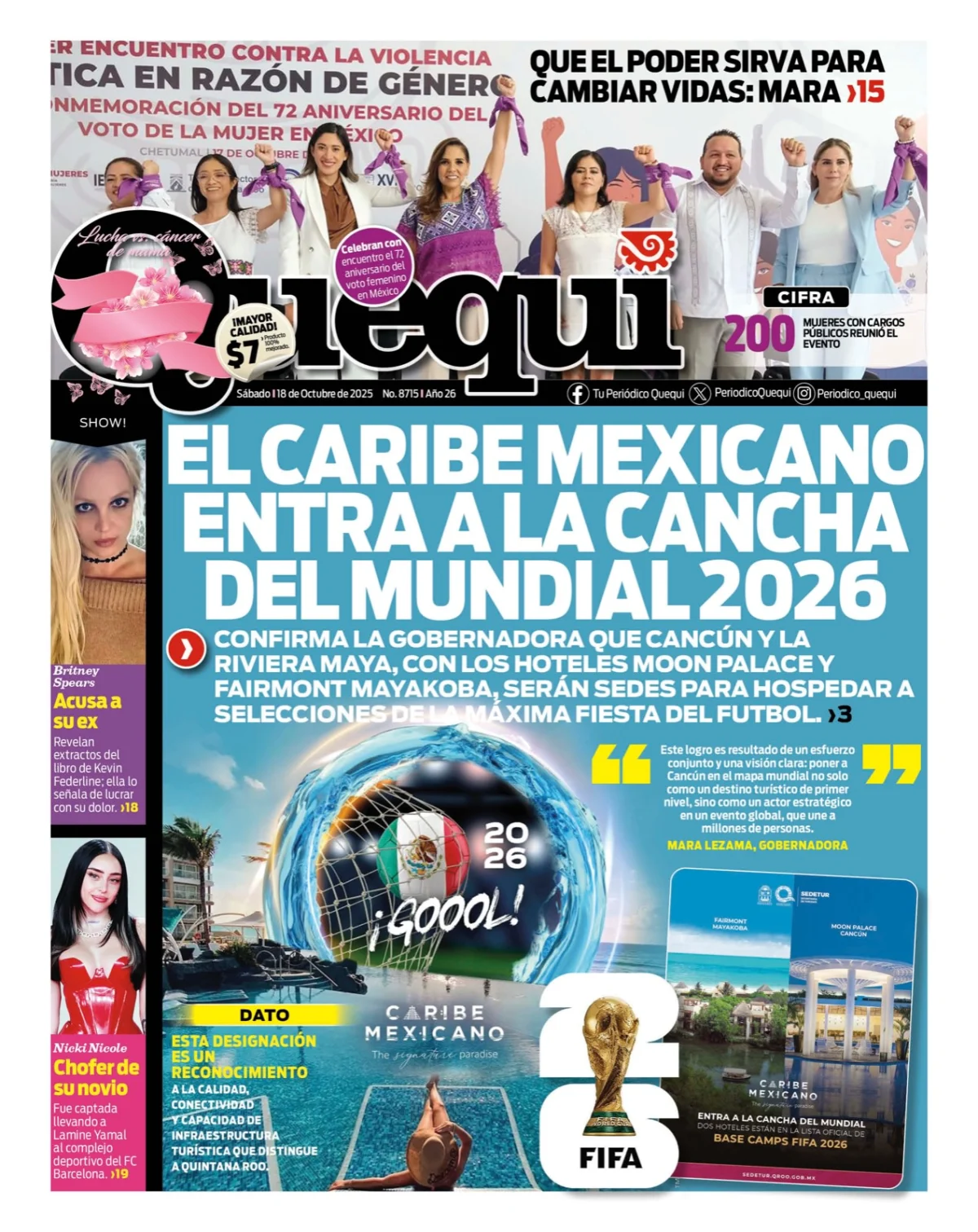 Portada de Quequi del sábado, 18 de octubre de 2025
