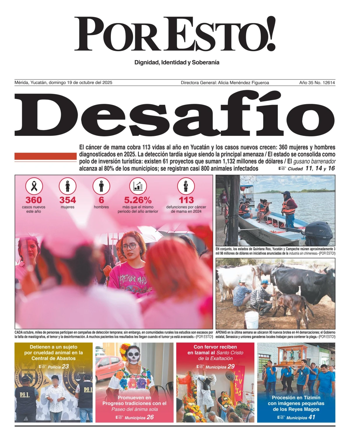Portada de Por Esto (merida, Yucatan) del domingo, 19 de octubre de 2025
