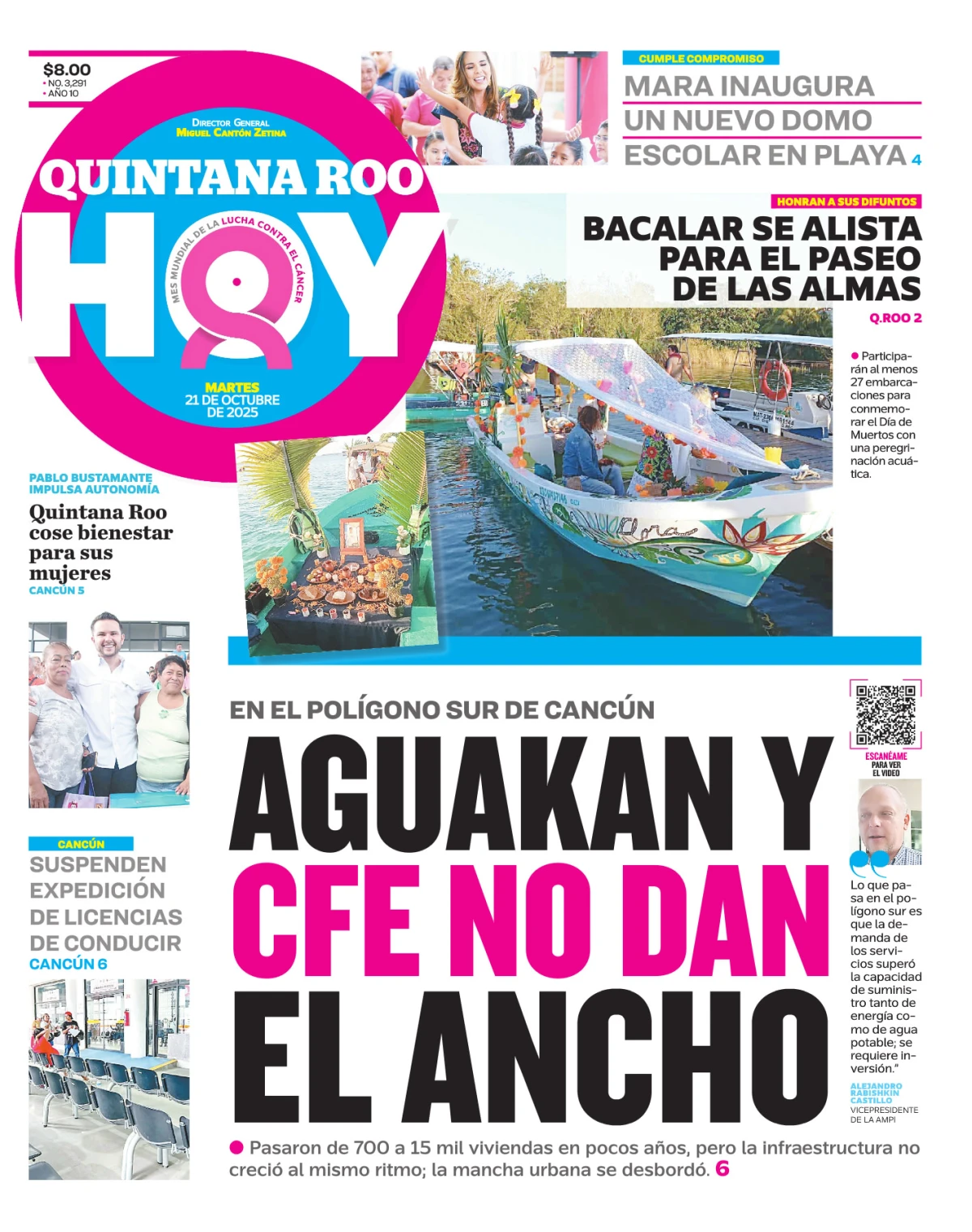Portada de Quintana Roo Hoy del martes, 21 de octubre de 2025