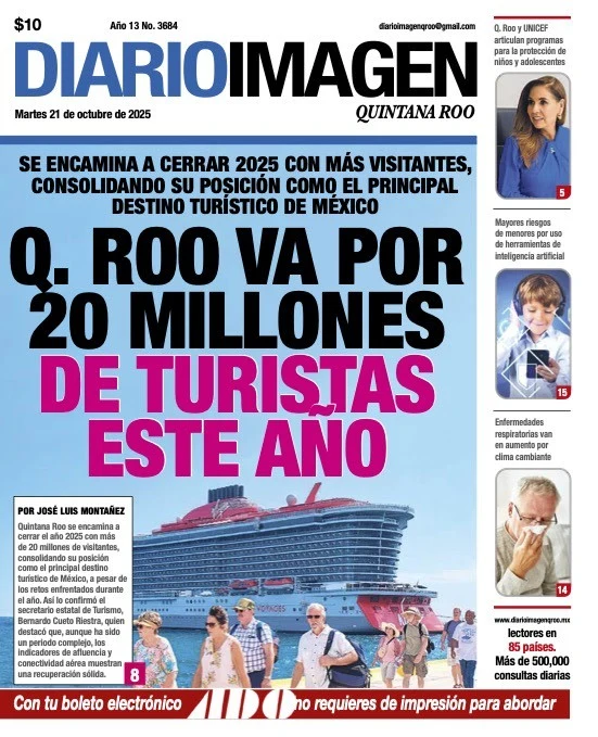 Portada de Diario Imagen Quintana Roo del martes, 21 de octubre de 2025