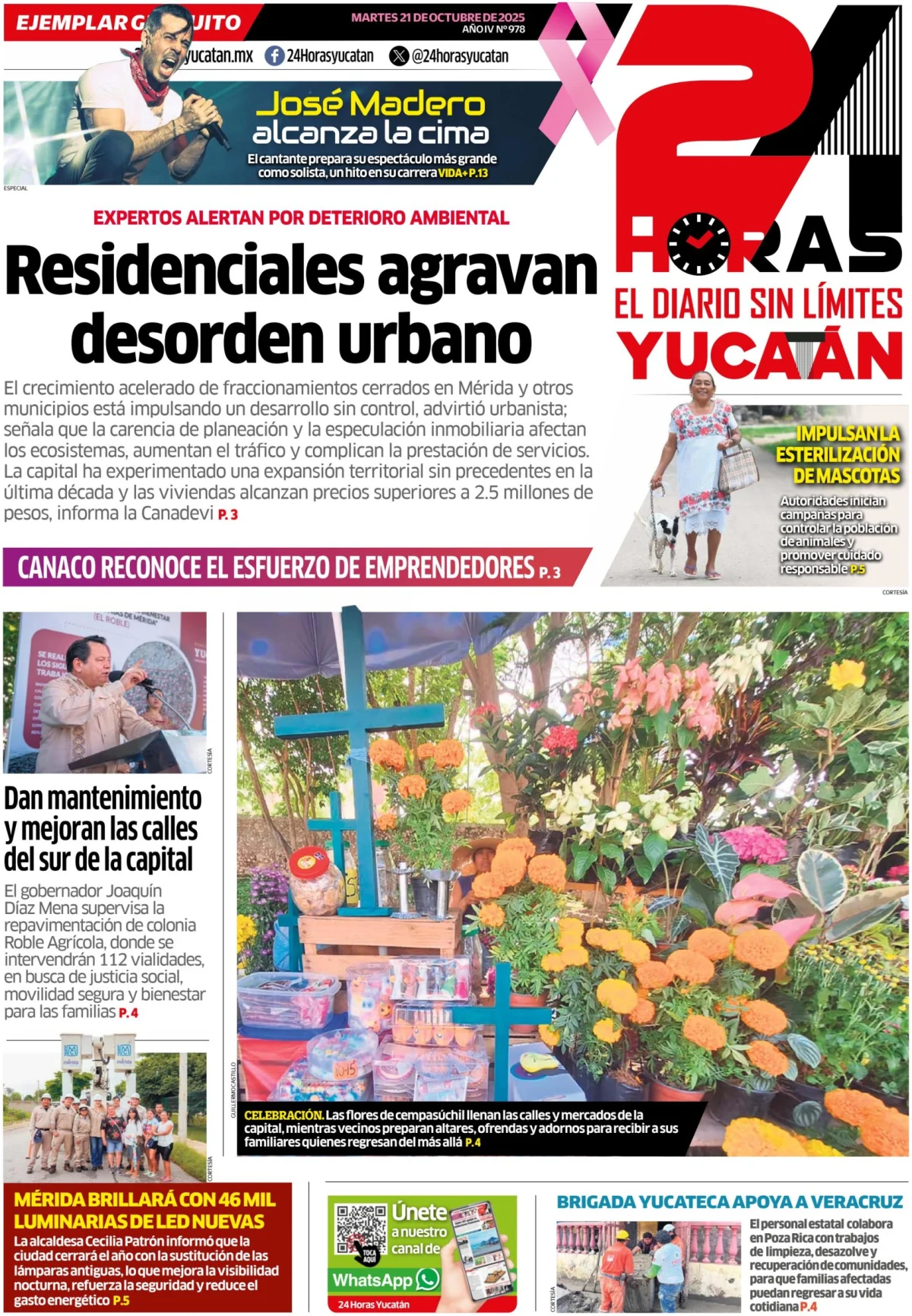 Portada de 24 Horas Yucatan del martes, 21 de octubre de 2025
