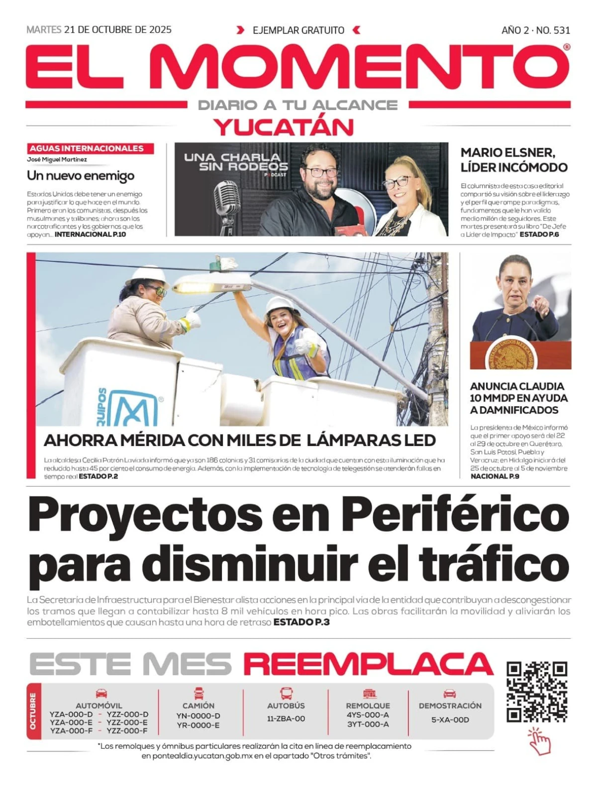 Portada de El Momento Yucatan del martes, 21 de octubre de 2025