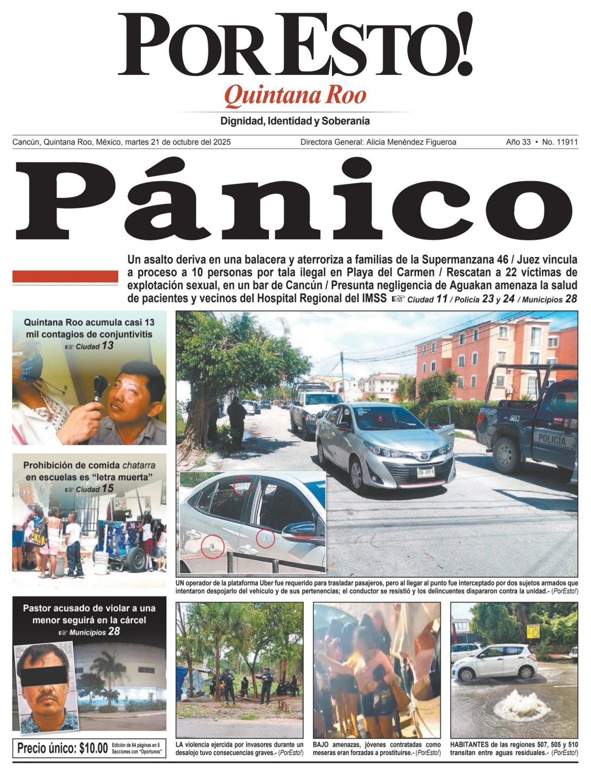 Portada de Por Esto (quintana Roo Cancun) del martes, 21 de octubre de 2025