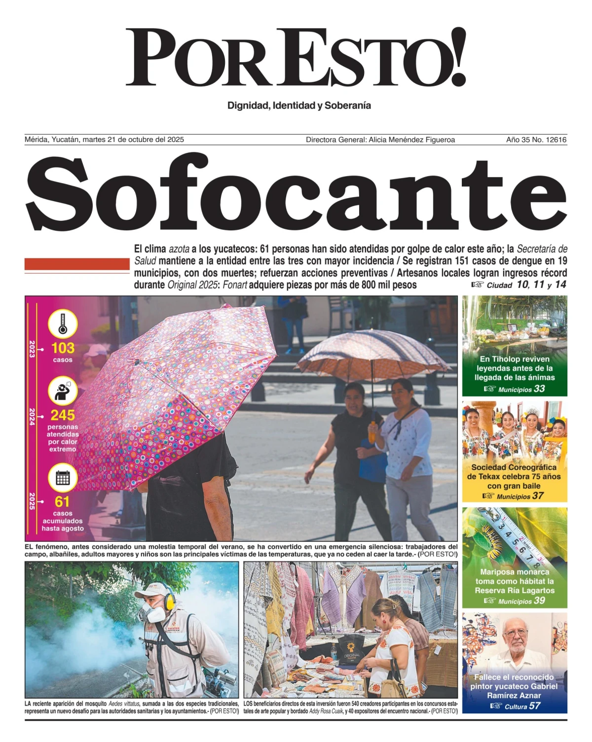 Portada de Por Esto (merida, Yucatan) del martes, 21 de octubre de 2025