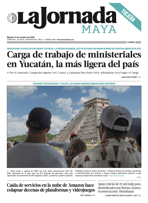 Portada de La Jornada Maya Yucatán del martes, 21 de octubre de 2025