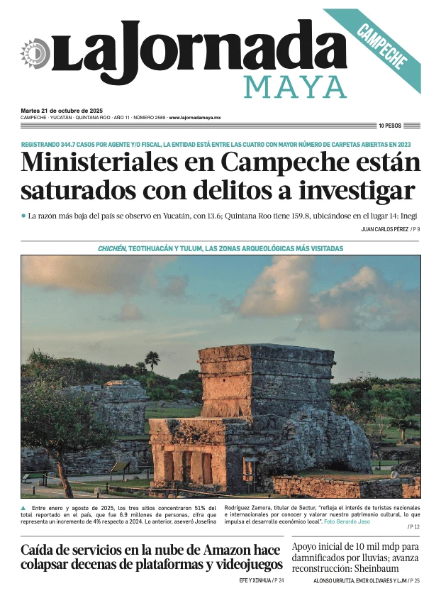 Portada de La Jornada Maya Campeche del martes, 21 de octubre de 2025
