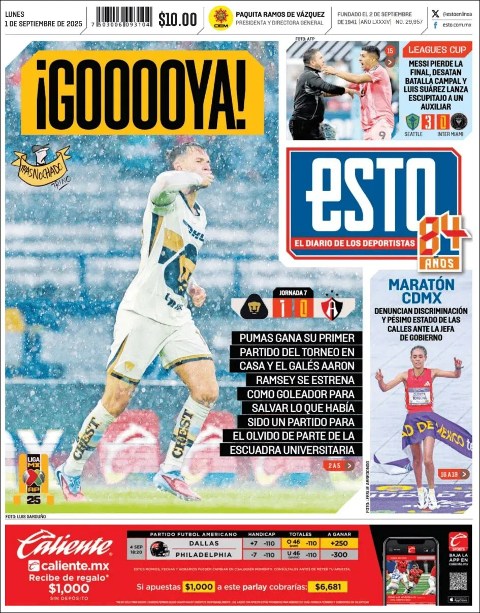 Portada de Esto del lunes, 1 de septiembre de 2025