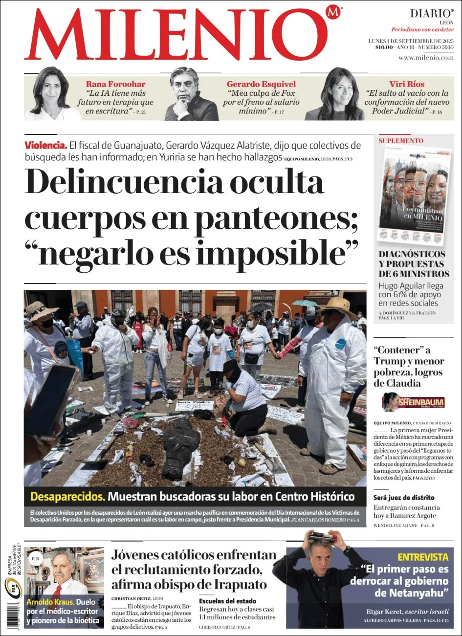 Portada de Milenio Leon del lunes, 1 de septiembre de 2025