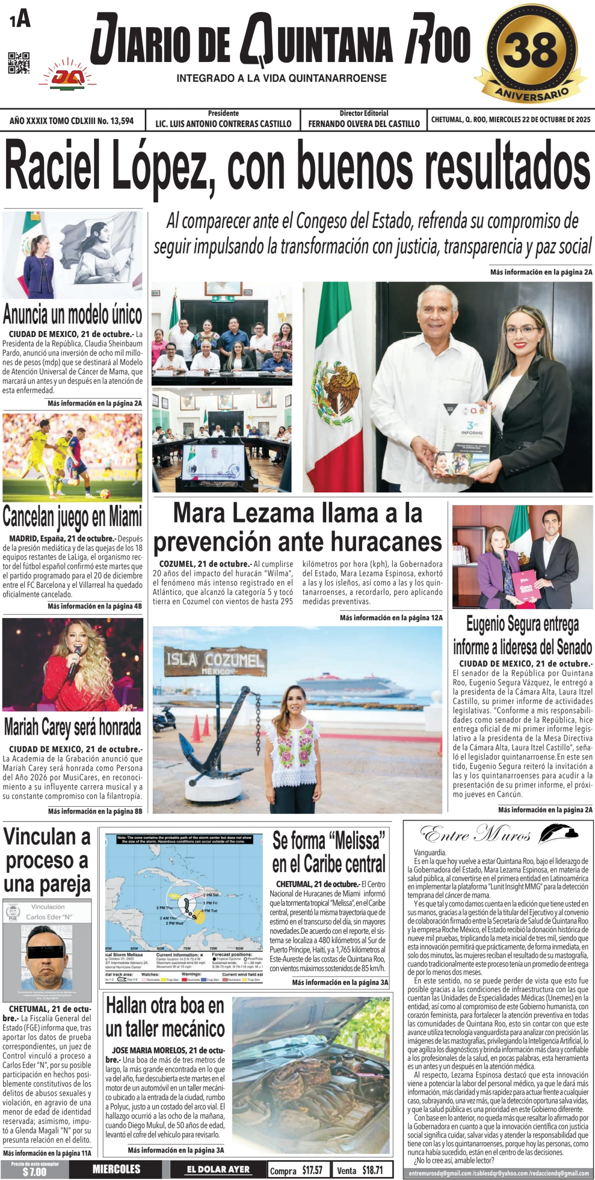 Portada de Diario de Quintana Roo (portada)