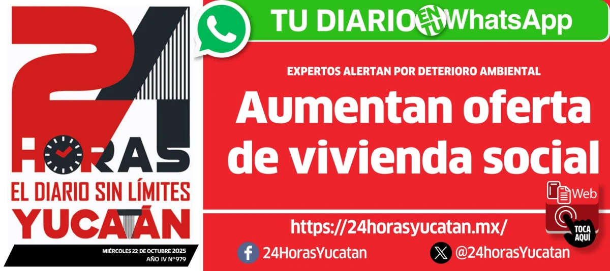Portada de 24 Horas Yucatan del miércoles, 22 de octubre de 2025