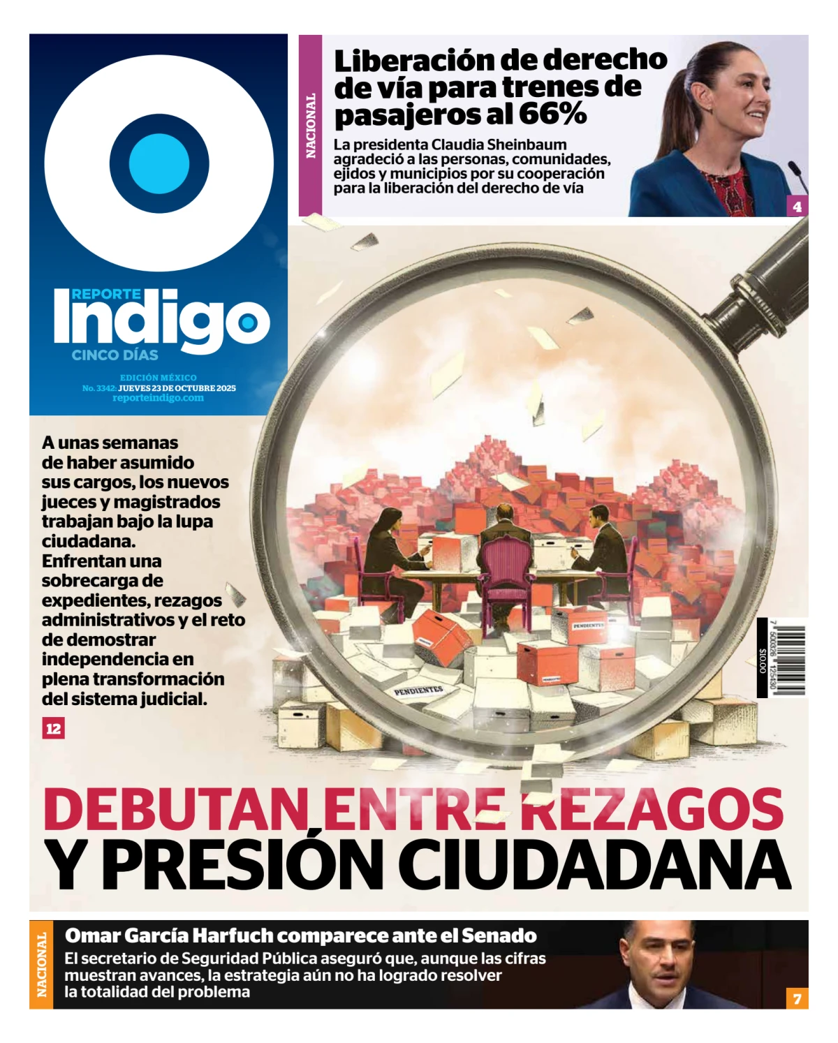 Portada de Reporte Indigo Nacional del jueves, 23 de octubre de 2025