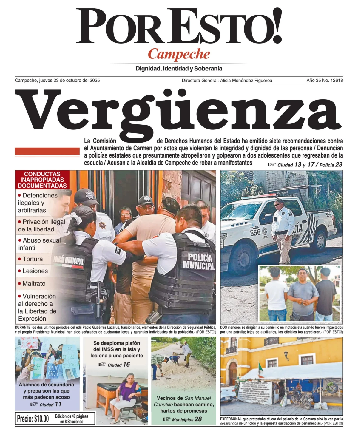 Portada de Por Esto (campeche) del jueves, 23 de octubre de 2025