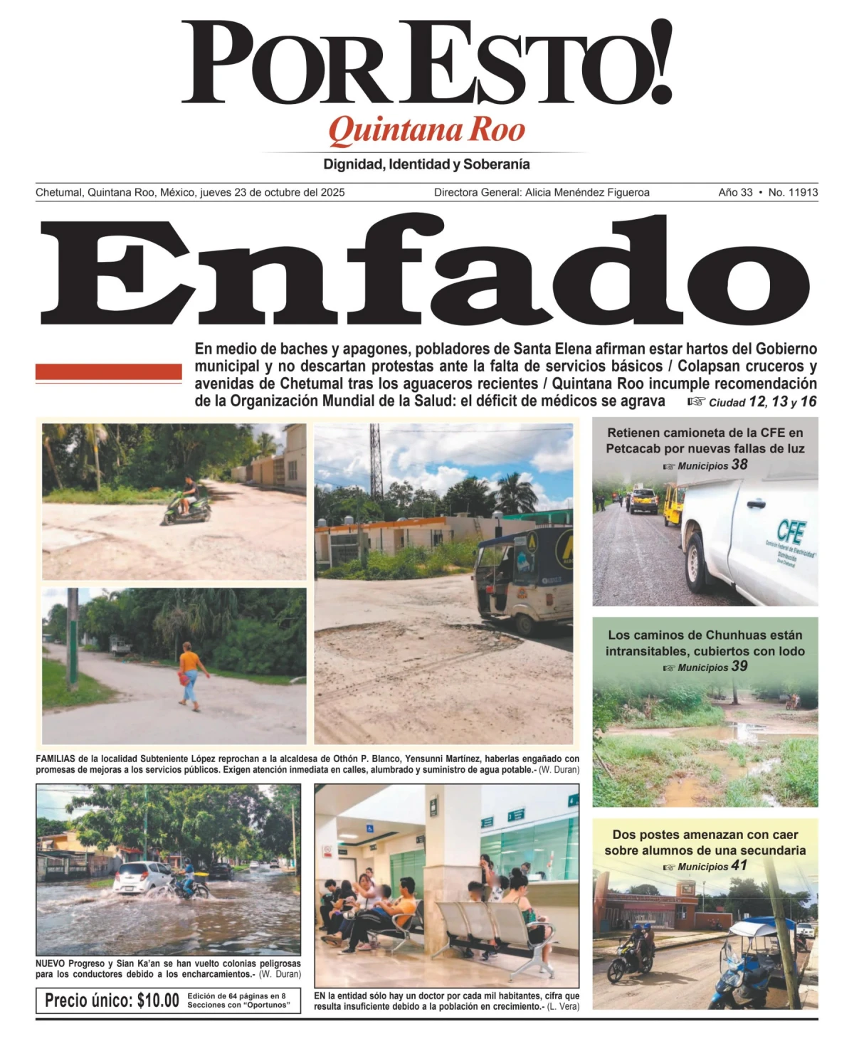 Portada de Por Esto (quintana Roo Chetumal) del jueves, 23 de octubre de 2025