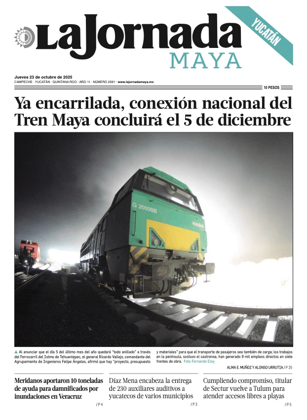 Portada de La Jornada Maya Yucatán del jueves, 23 de octubre de 2025