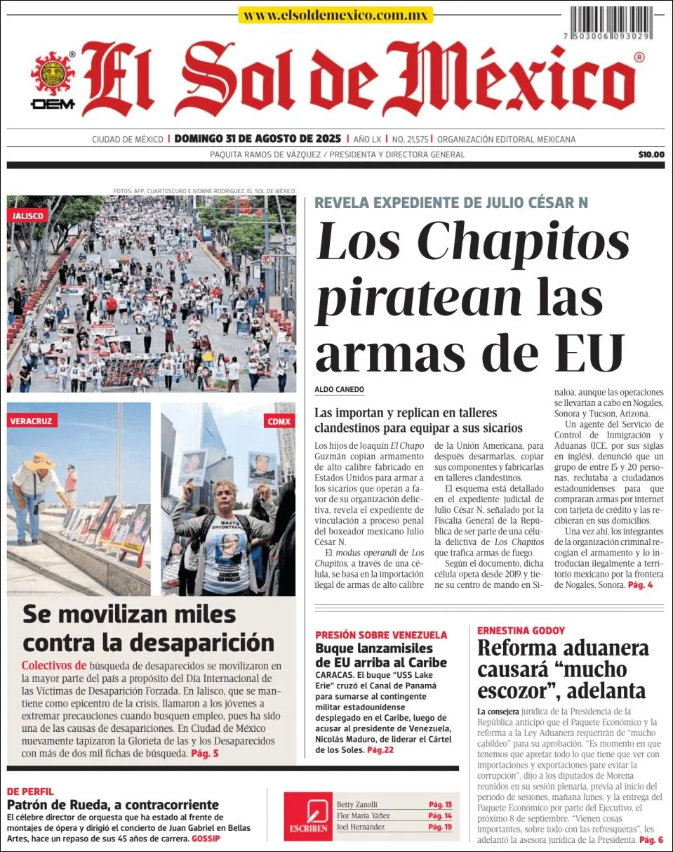 Portada de El Sol de Mexico