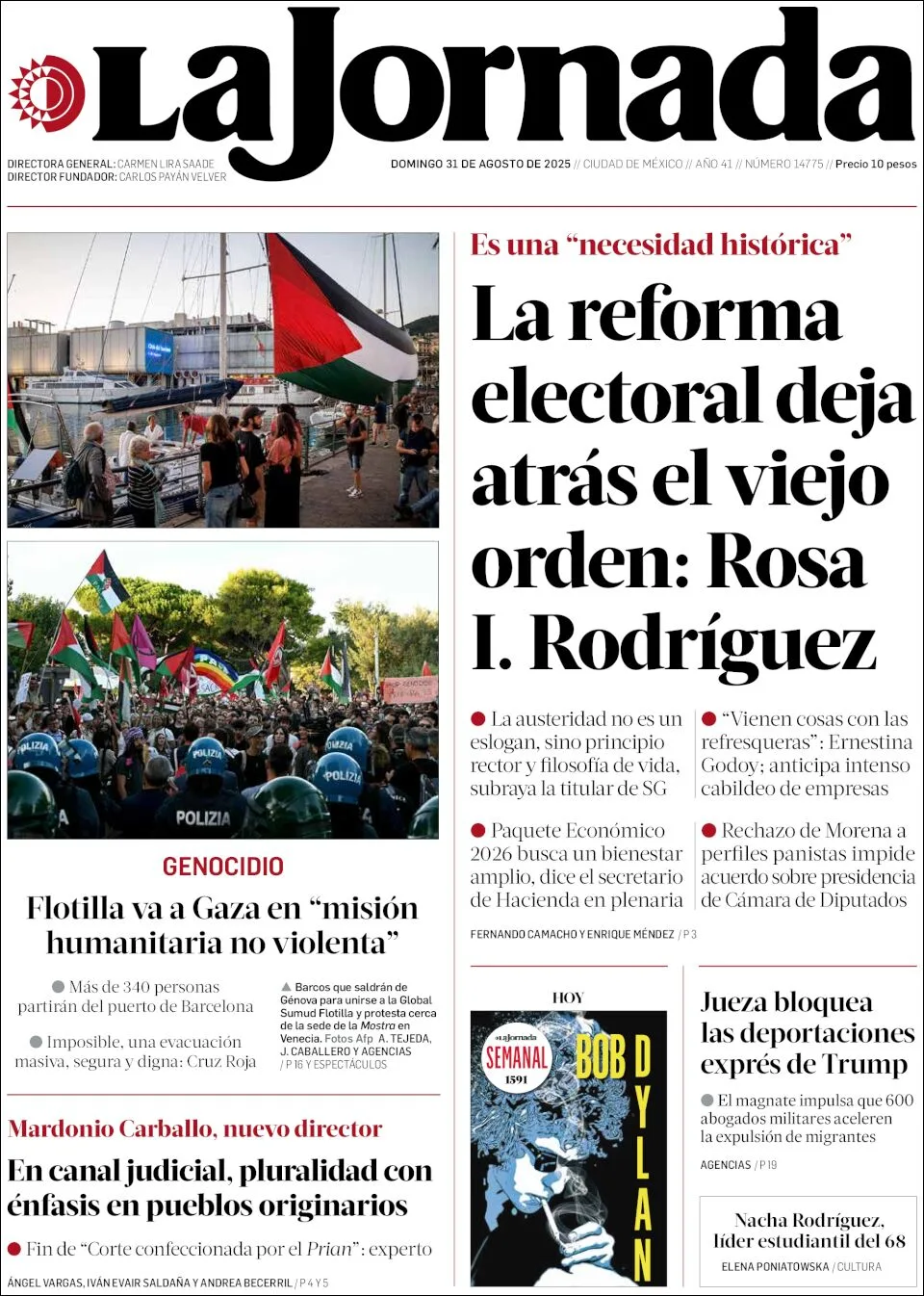 Portada de La Jornada