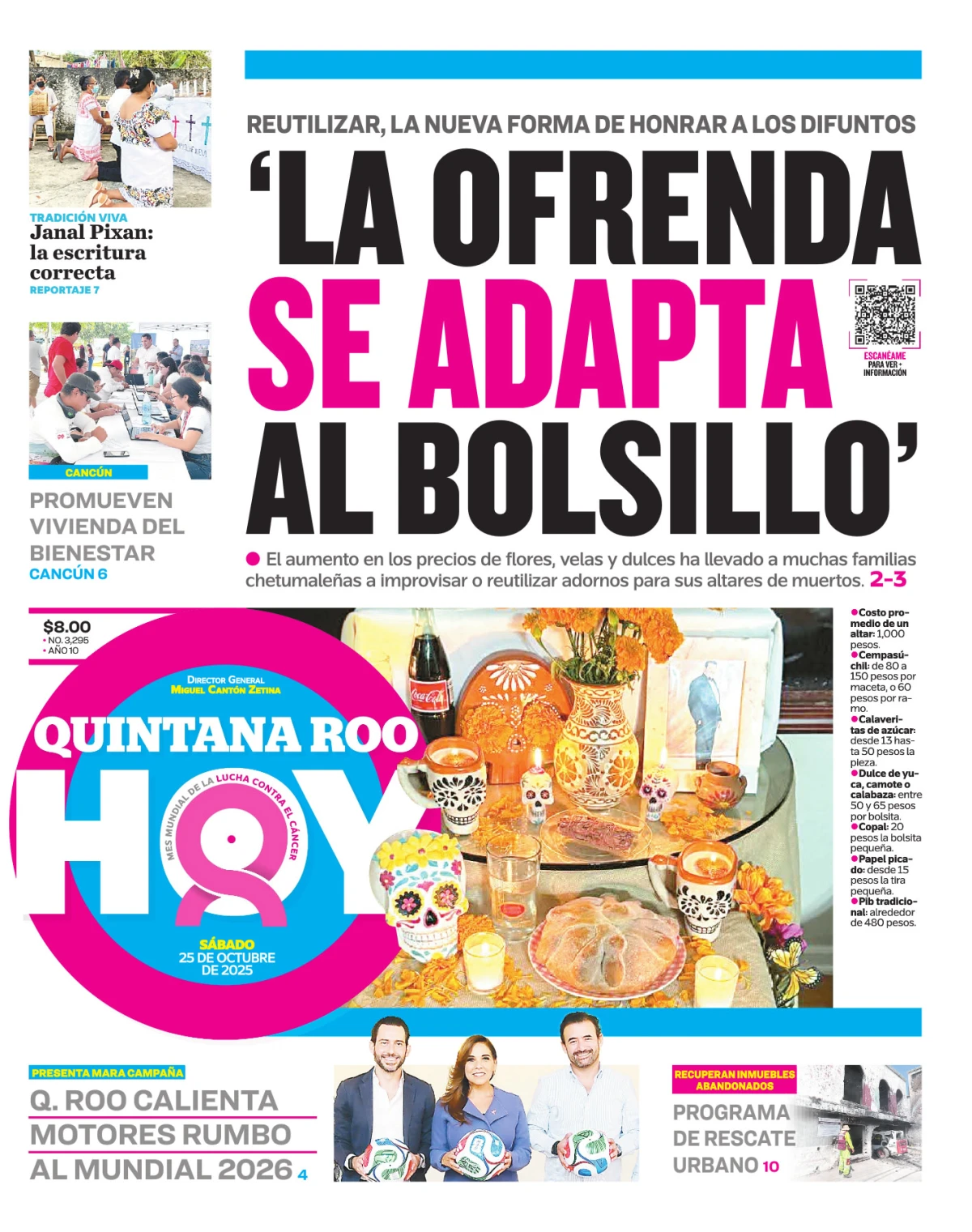 Portada de Quintana Roo Hoy (portada) del sábado, 25 de octubre de 2025