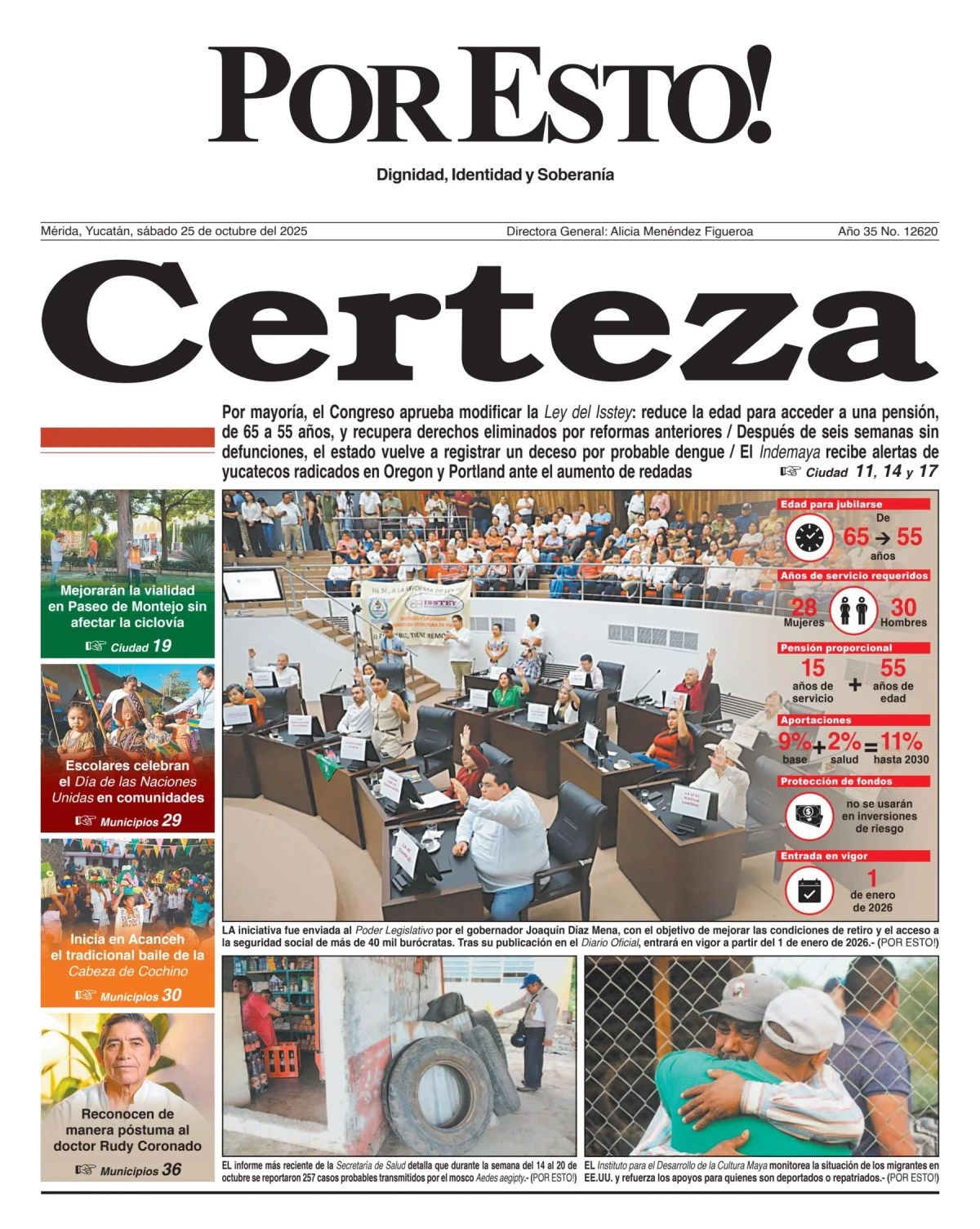 Portada de Por Esto (merida, Yucatan) del sábado, 25 de octubre de 2025