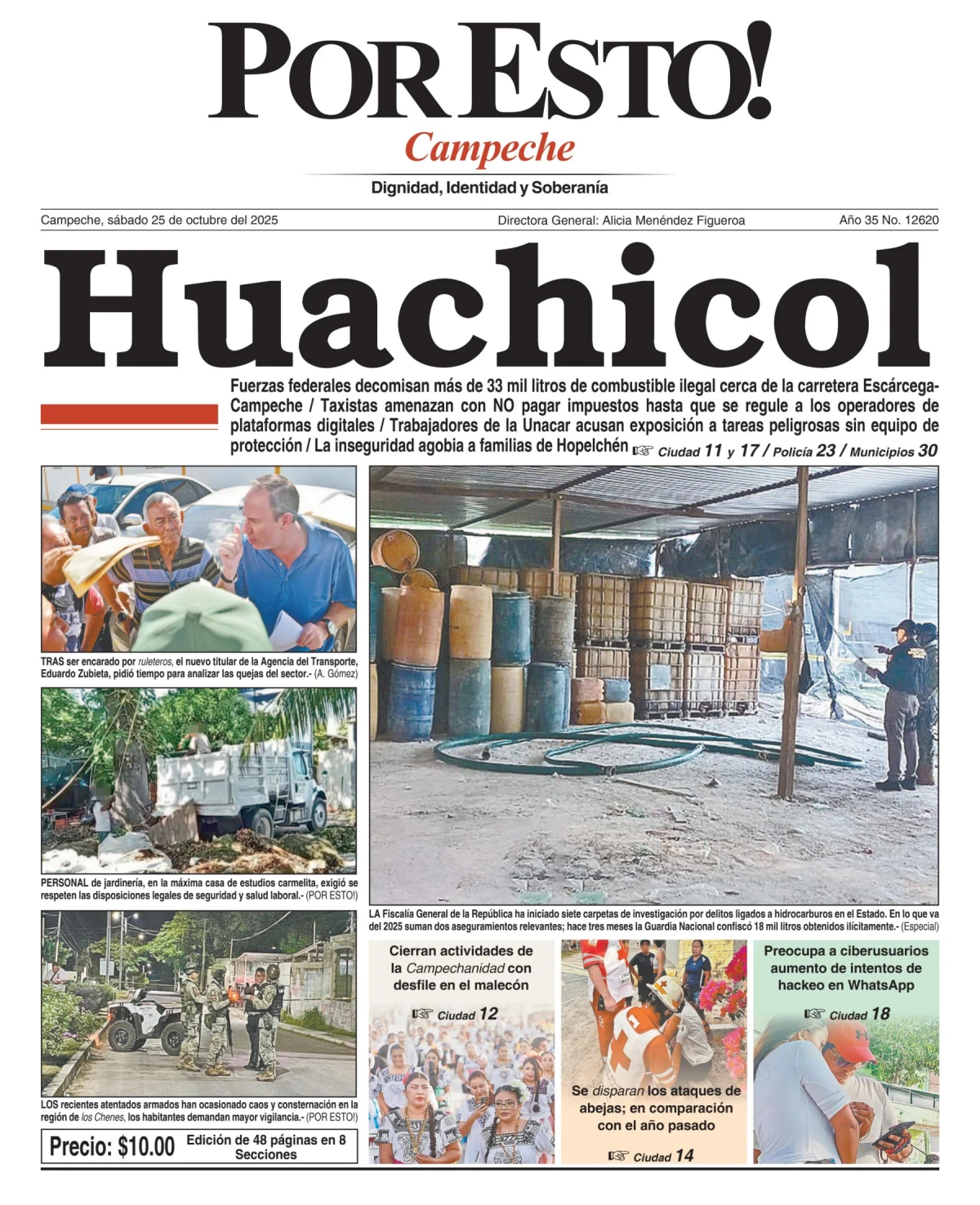 Portada de Por Esto (campeche) del sábado, 25 de octubre de 2025