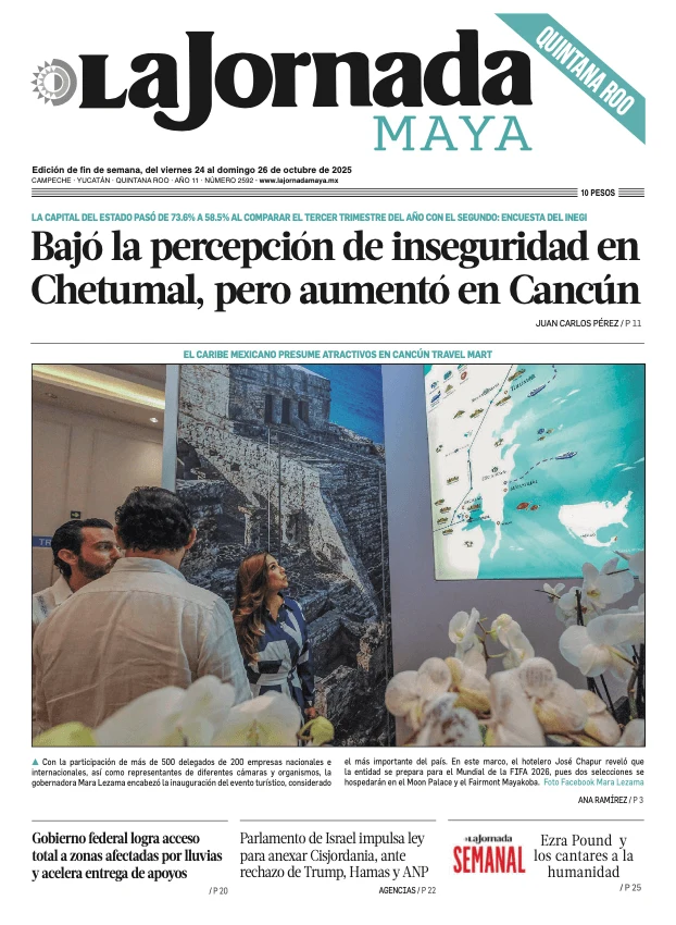 Portada de La Jornada Maya Quintana Roo del sábado, 25 de octubre de 2025