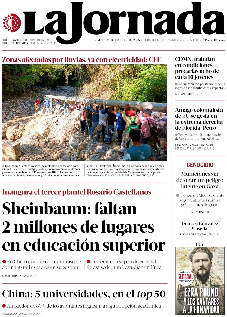 Portada de La Jornada