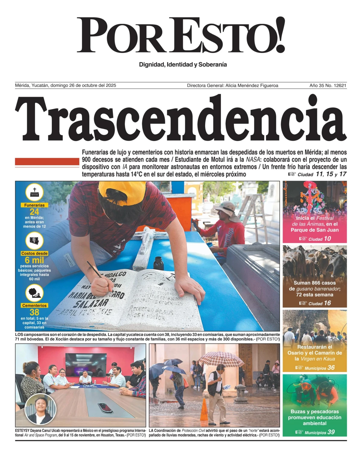 Portada de Por Esto (merida, Yucatan) del domingo, 26 de octubre de 2025