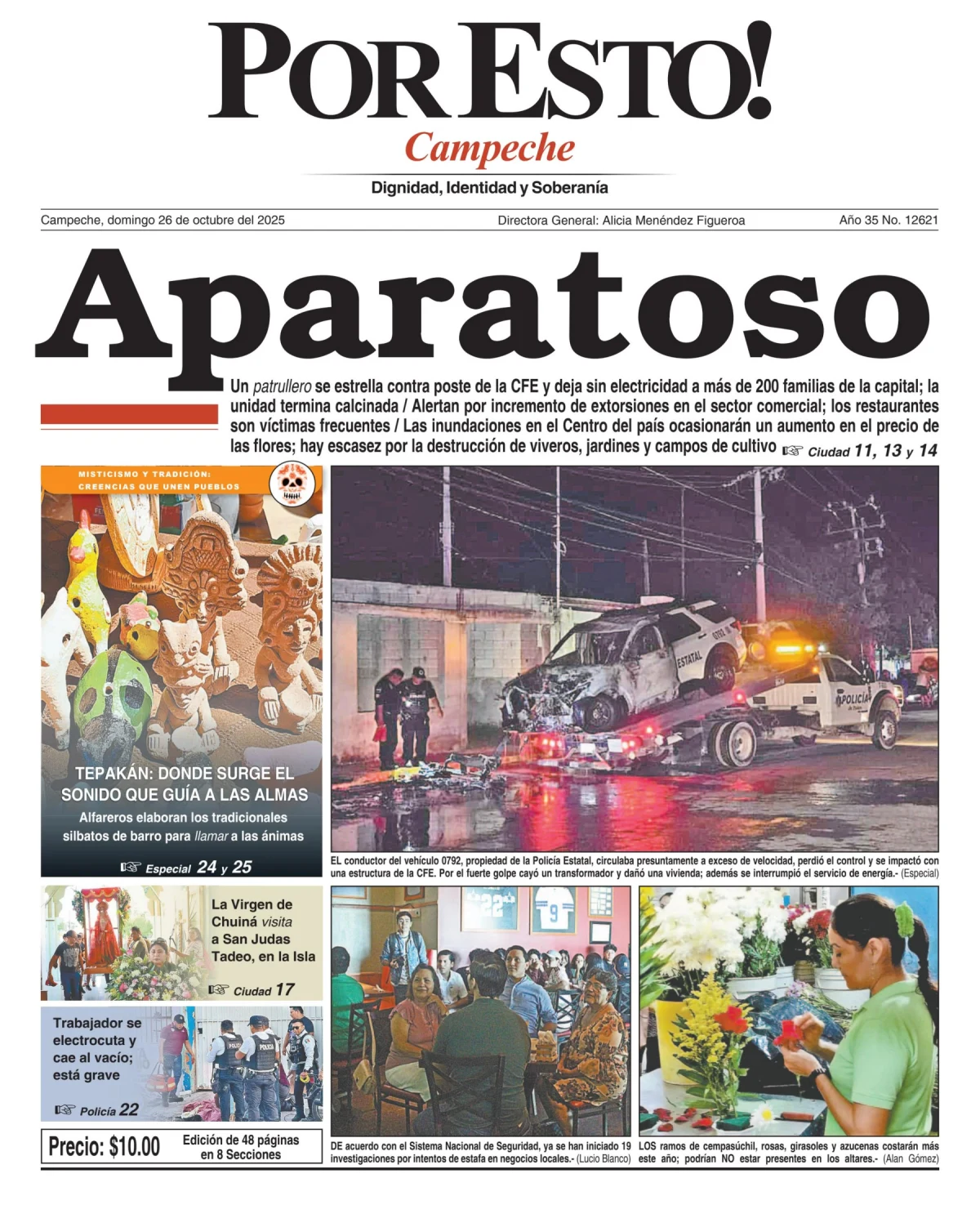 Portada de Por Esto (campeche) del domingo, 26 de octubre de 2025