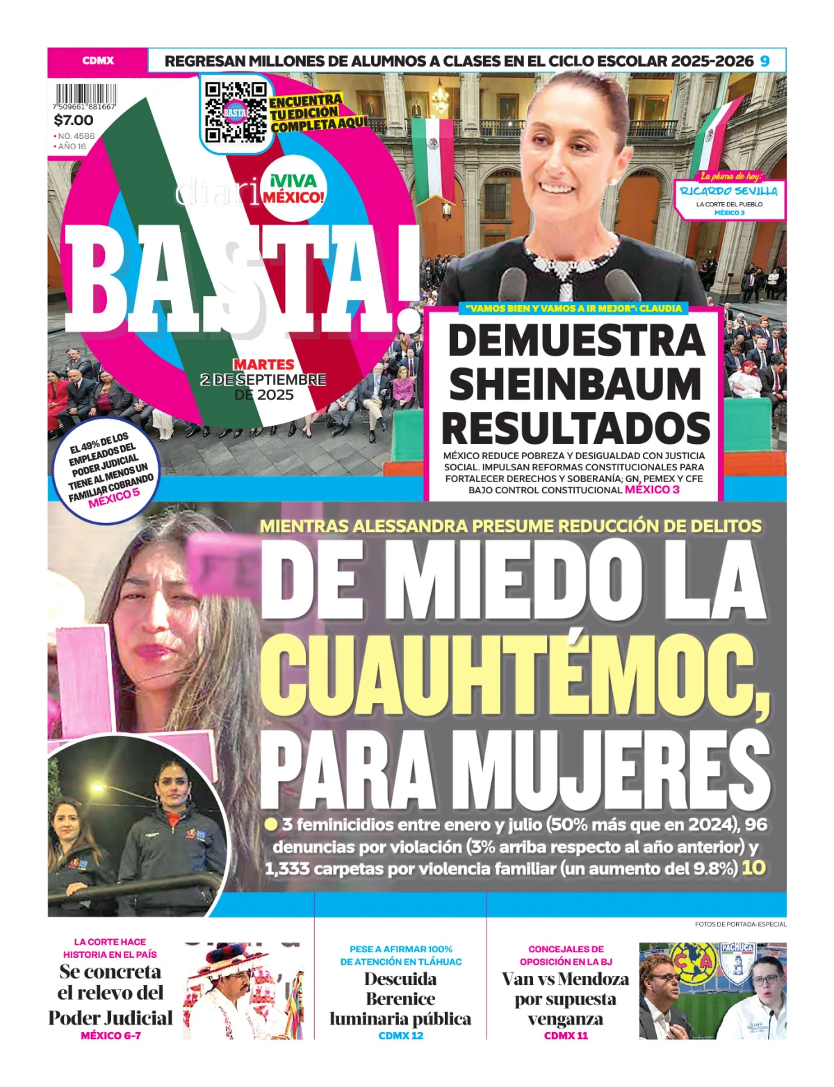 Portada de Basta! (portada) del domingo, 26 de octubre de 2025