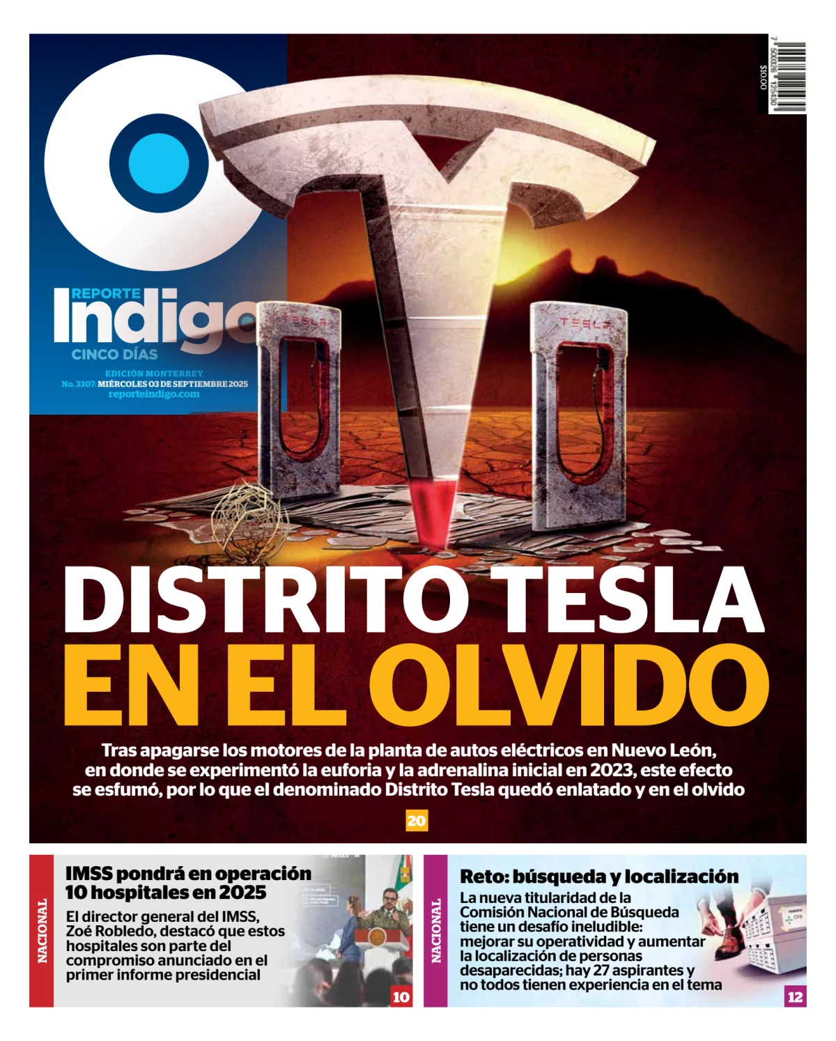Portada de Reporte Indigo Monterrey del miércoles, 3 de septiembre de 2025