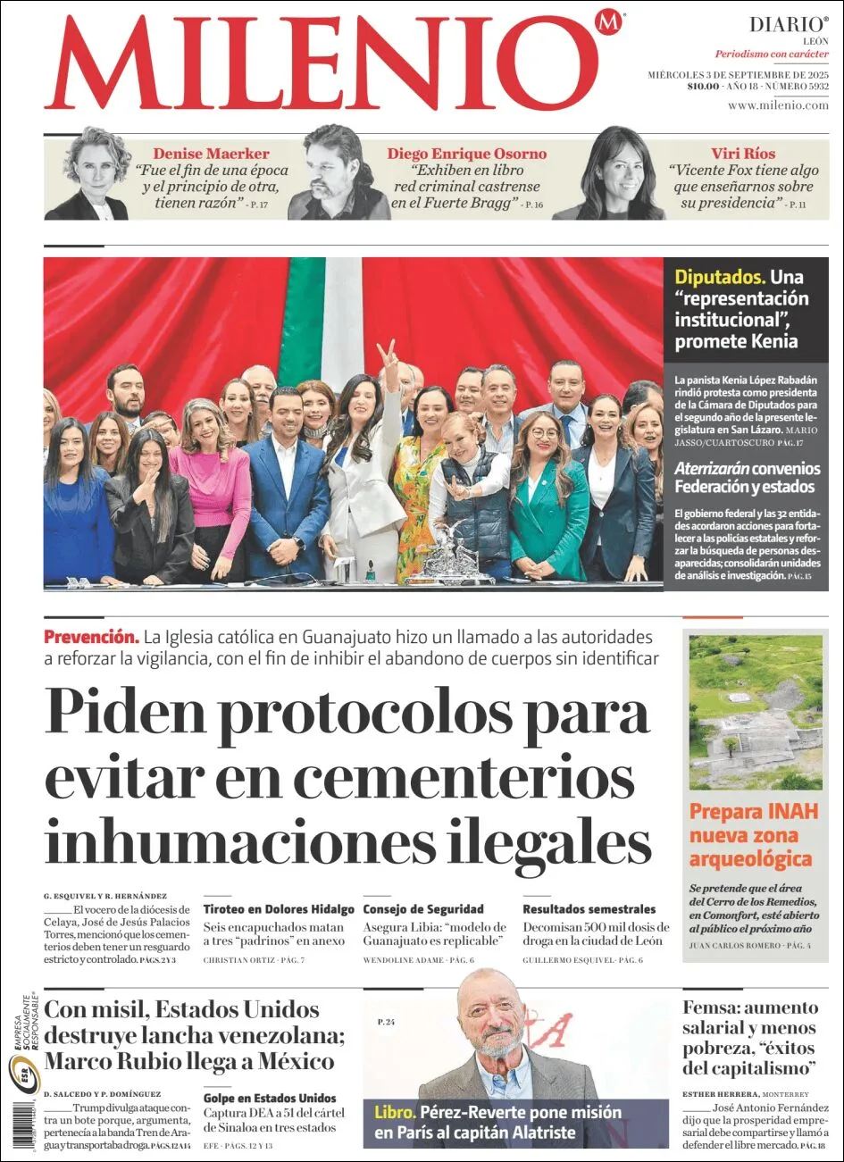 Portada de Milenio Leon del miércoles, 3 de septiembre de 2025