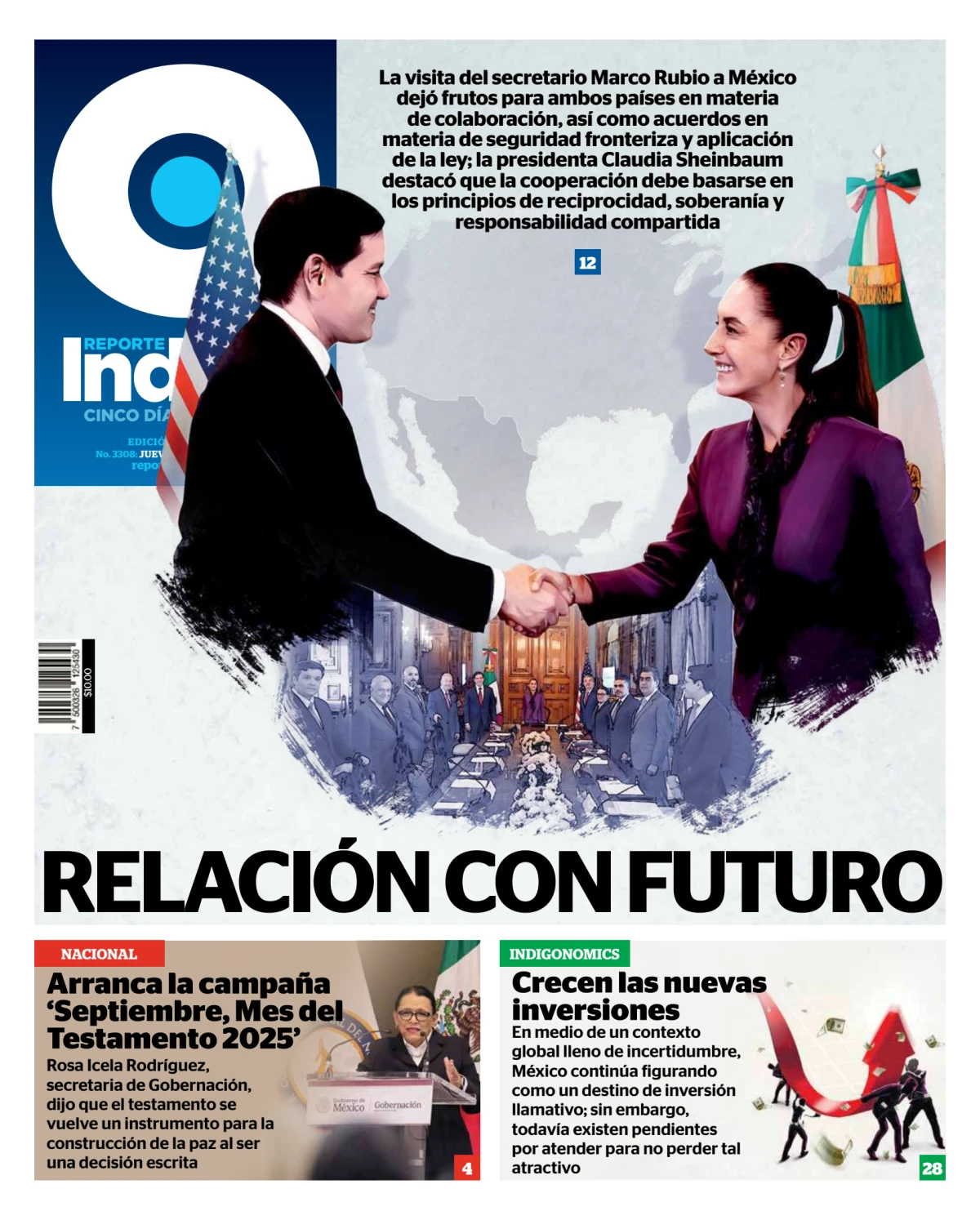 Portada de Reporte Indigo Nacional del sábado, 26 de octubre de 2024