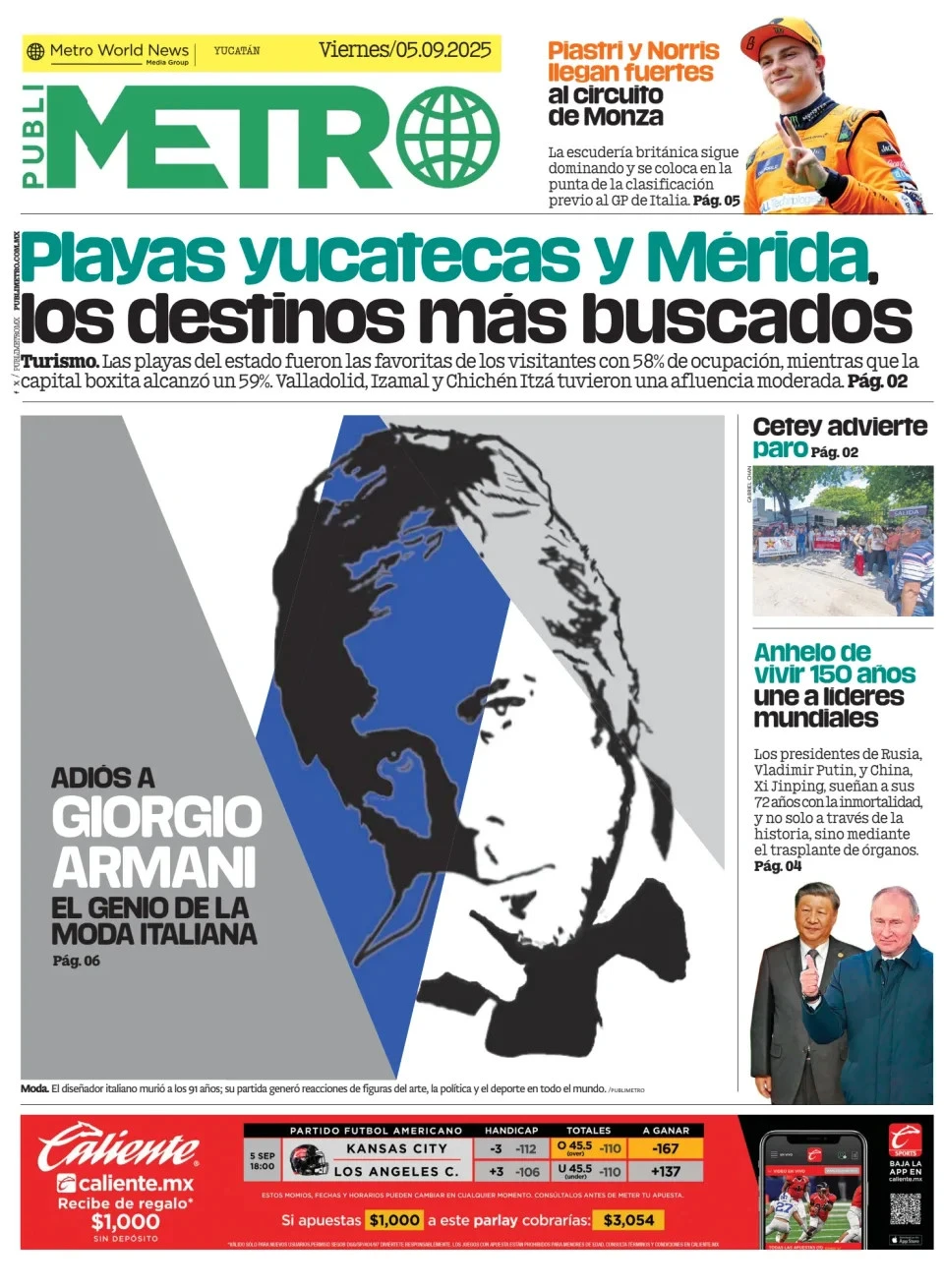 Portada de Publimetro Merida del viernes, 5 de septiembre de 2025