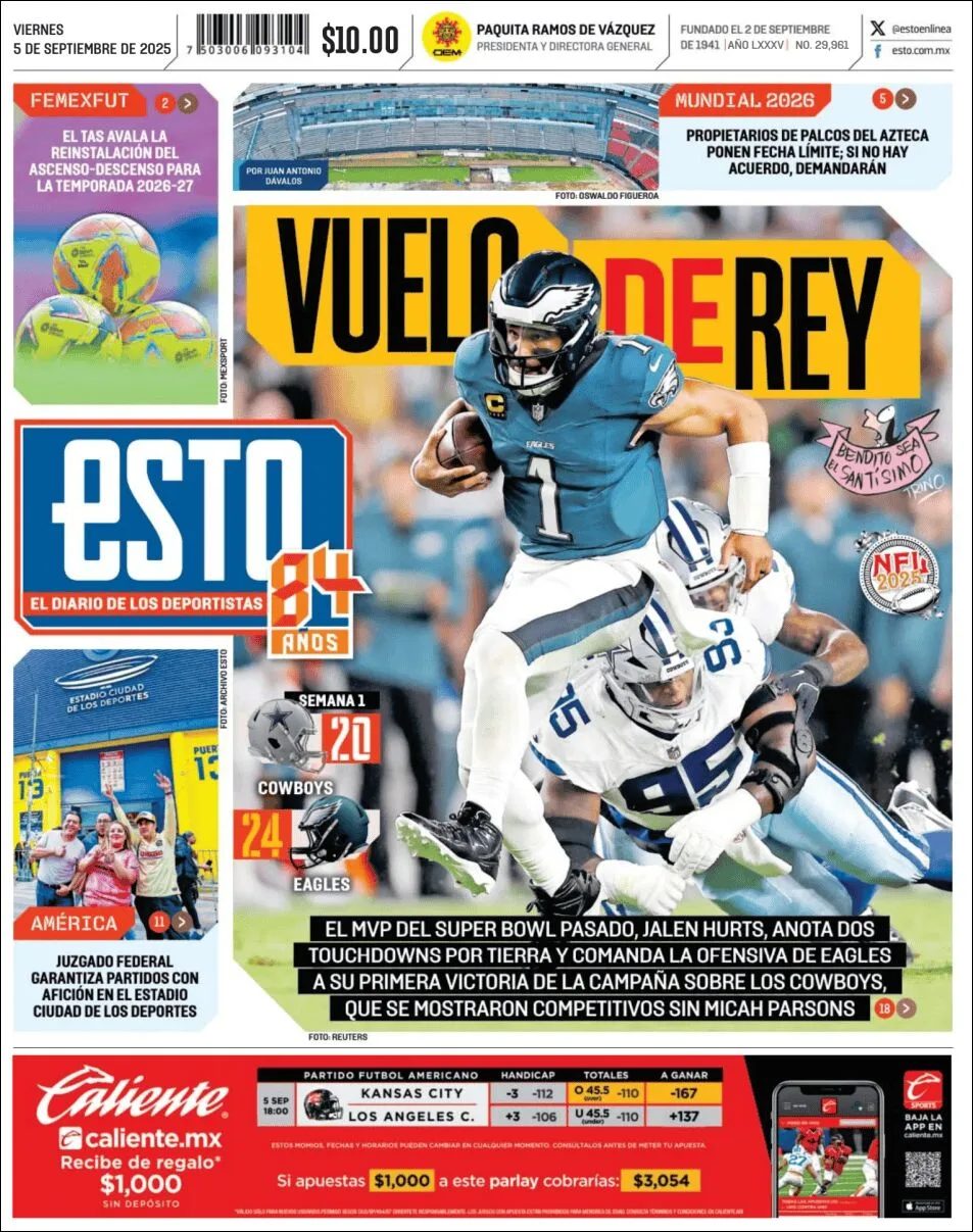 Portada de Esto del viernes, 5 de septiembre de 2025