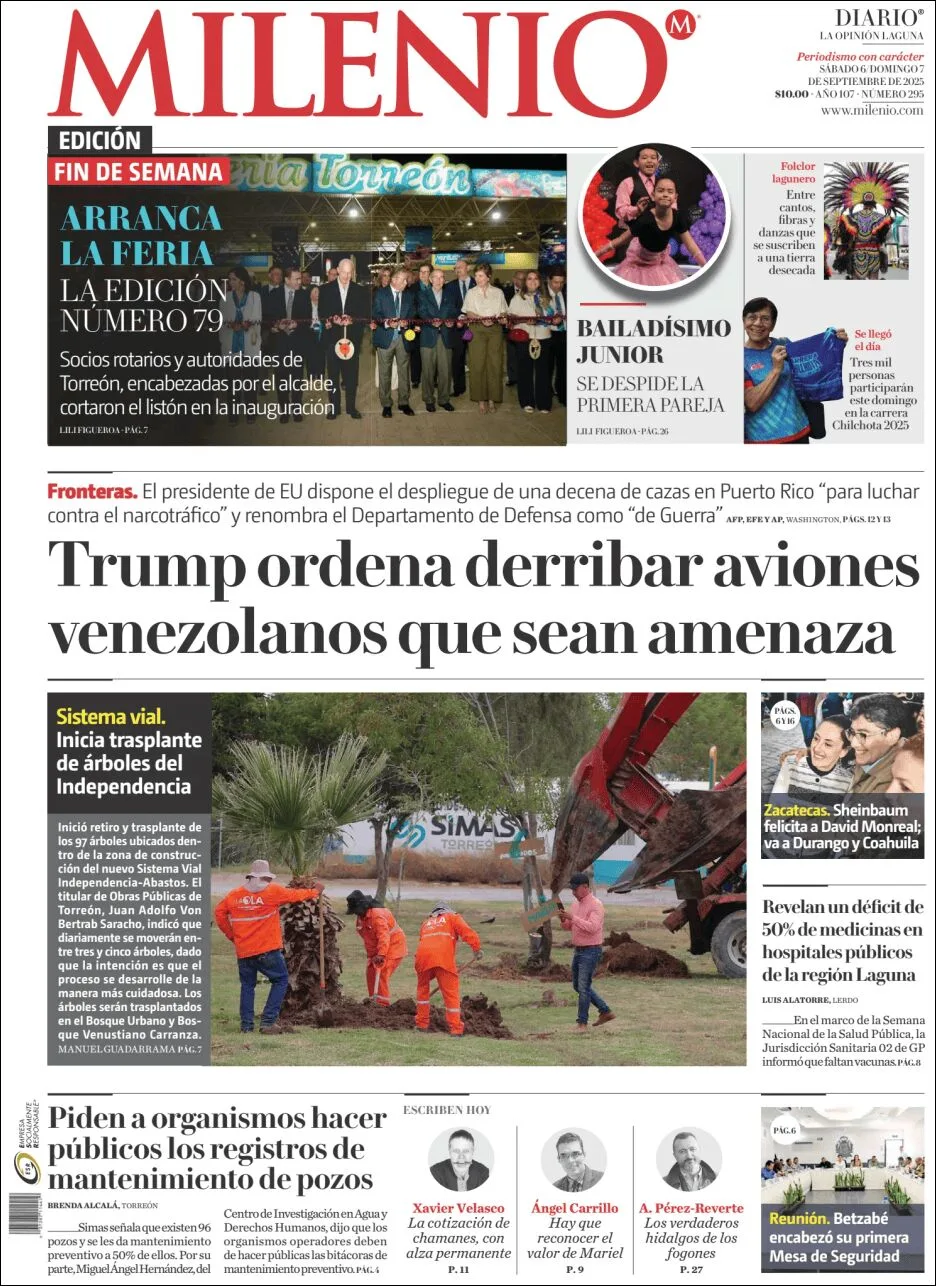 Portada de Milenio Laguna del lunes, 22 de septiembre de 2025