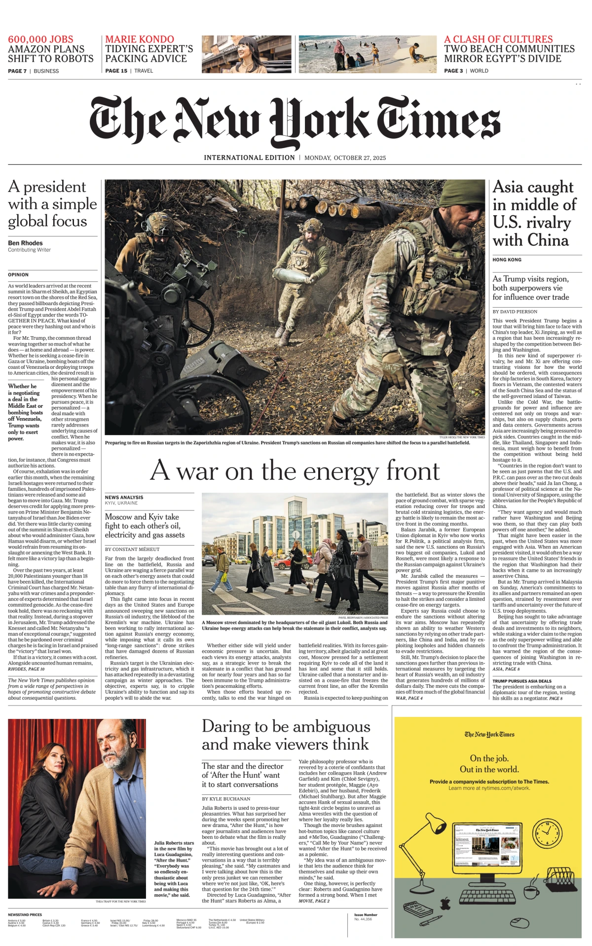 Portada de The New York Times (international)