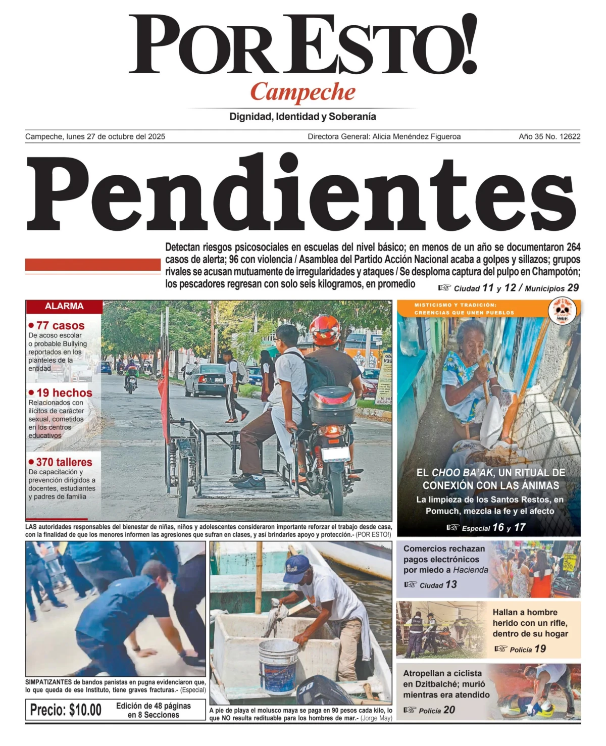Portada de Por Esto (campeche) del lunes, 27 de octubre de 2025