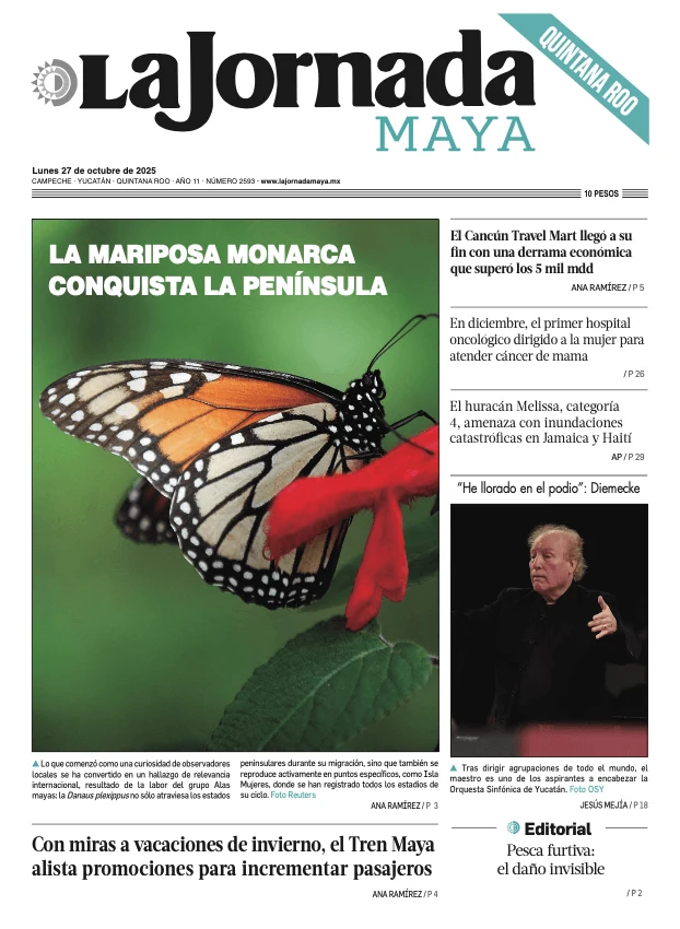 Portada de La Jornada Maya Quintana Roo del lunes, 27 de octubre de 2025