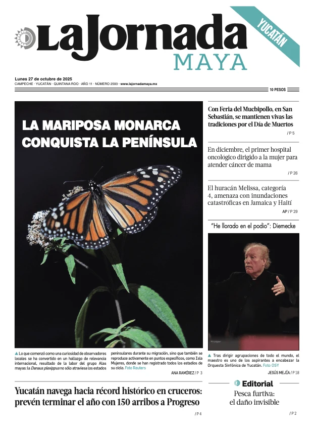 Portada de La Jornada Maya Yucatán del lunes, 27 de octubre de 2025
