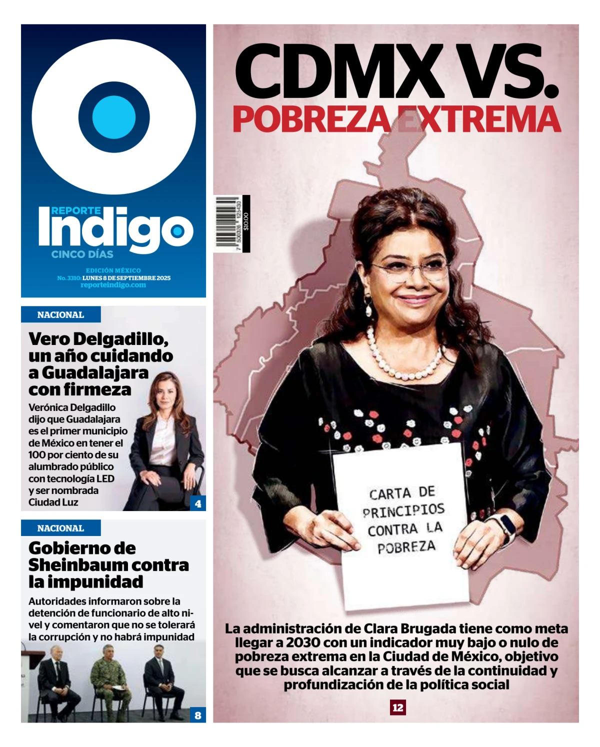 Portada de Reporte Indigo Nacional del lunes, 8 de septiembre de 2025