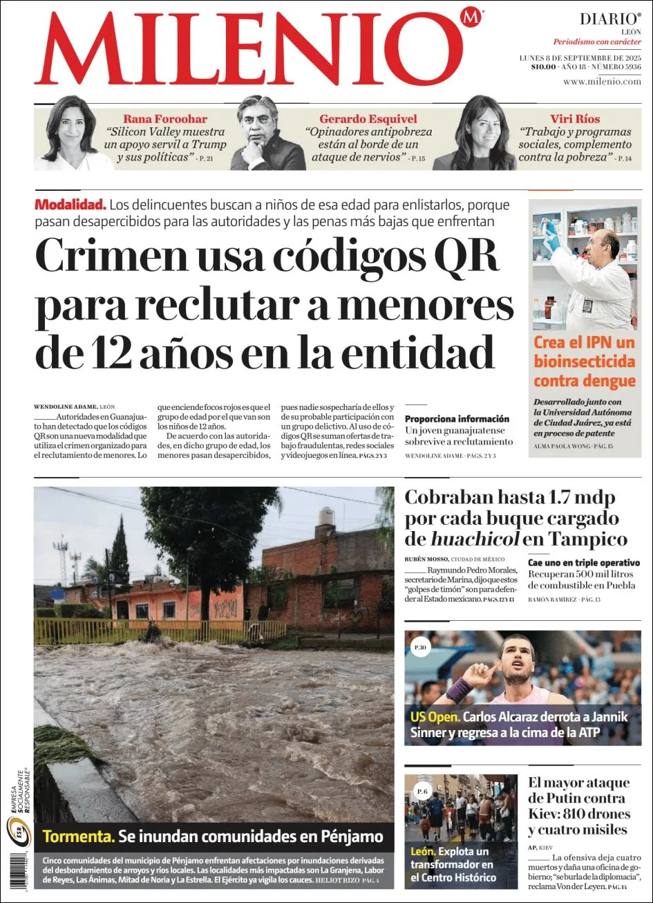 Portada de Milenio Leon del lunes, 8 de septiembre de 2025