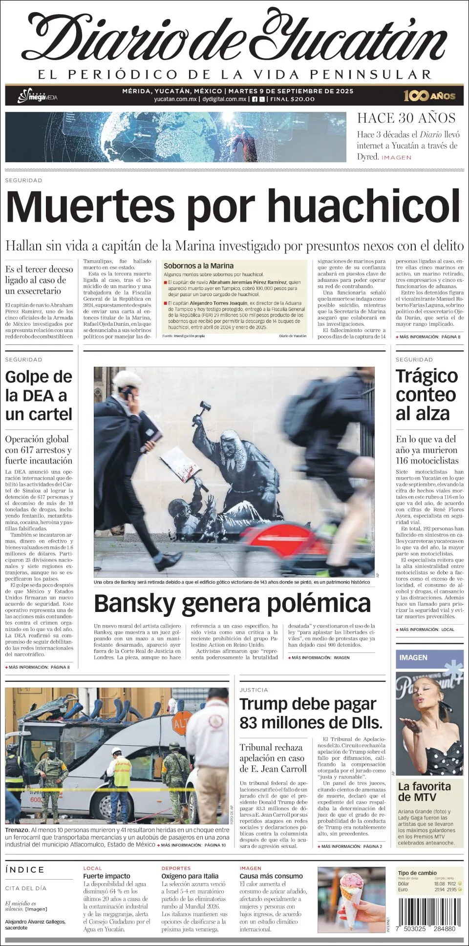 Portada de Diario de Yucatán del martes, 9 de septiembre de 2025