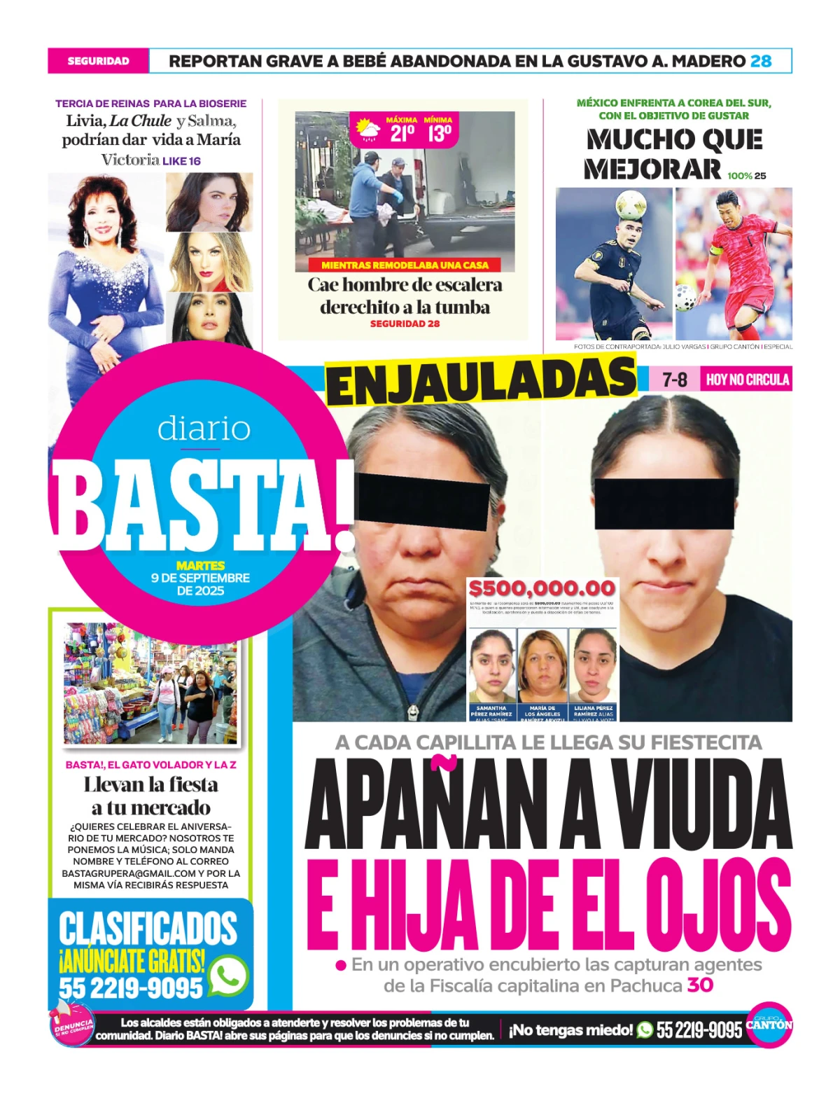 Portada de Basta! (contraportada ) del martes, 9 de septiembre de 2025