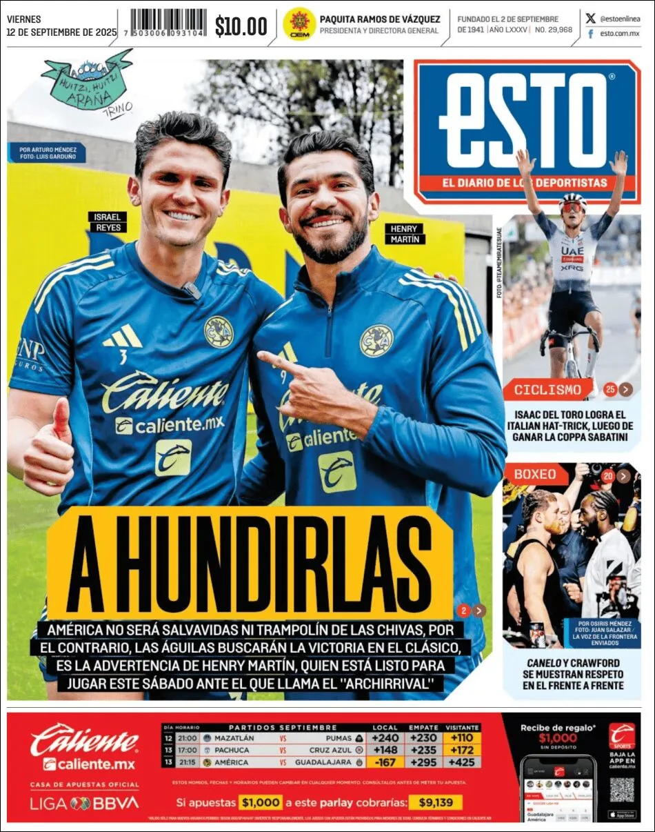 Portada de Esto del viernes, 12 de septiembre de 2025