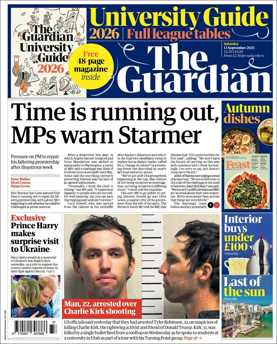 Portada de The Guardian (reino Unido)