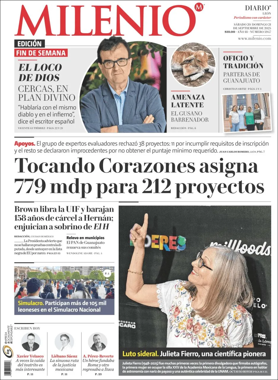 Portada de Milenio Leon del domingo, 21 de septiembre de 2025